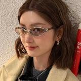 Daiiibabyyy  Retro Cat Eyes Metal Frame Sunglasses Street Photography Glasses Outdoor Travel Sun Protection Blue Light Blocking Eyeglasses