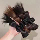 DAIIIBABYYY  -  Korean Fashion Women Hair Claw Lazy Feather Ponytail Claw Meatball Head Crab Clip Fake Hair Clamp High Ponytail Hair Accessories