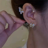 Daiiibabyyy  Fashion Butterfly Zircon Ear Cuff Color Tassel Clip Earrings for Women Korean Copper Earring Without Piercing Jewelry Gifts