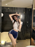 DAIIIBABYYY  -  Hot Girl Sexy Suit Women's Summer O-neck Short-sleeved T-shirt High-waisted Shorts Two-piece Set Fashion Female Clothes