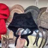 Daiiibabyyy  Y2k Warm Knitted Hat Cute Bear Ear Wool Hat Fashion Solid Color Couple Cold Cap Crochet Ear Protection Hat Autumn Winter