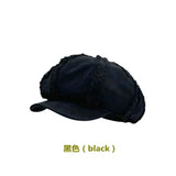 DAIIIBABYYY  -  American Retro Rough Edge Octagonal Hats for Women Spring and Autumn Travel Casual Versatile Literary Cloud Berets Cap