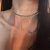 Daiiibabyyy  Vintage Metal Cross Ribbed Clavicle Chain Sparkling Rhinestone Choker for Women Party Bondi Fashion Necklace Jewelry
