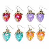Daiiibabyyy  Boho Acrylic Colorful Transparent Strawberry Dangle Earrings for Women Fashion Resin Shiny Fruit Pendant Earring Lovely Jewelry