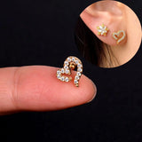 DAIIIBABYYY  -  1pcs New Style Stainless Steel Ear Piercing Cz Stud Earrings Snake Moon Round Ball Arc Cartilage Helix Conch Screw Back Earring