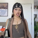 DAIIIBABYYY  -  Punk Style Girl Hollowed Out Eyelets Wide Elastic Headband Demo Punk Grunge Stretchy Headbands Casual Hair Accessory