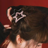 Daiiibabyyy  1pcCoffee colored star shaped clip, sweet and girlish heart, high ponytail hair clip, back of the head hair clip, hair accessory