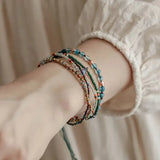 DAIIIBABYYY  -  New Chinese Style Couple Bracelet Women's Retro Bohemian Ethnic Style Natural Stone Beaded Stacked Woven Jewelry Advanced Gift