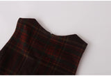 DAIIIBABYYY  -  Homemade Autumn Winter Vintage Vest Dress French New Year Atmosphere Cherry Red Plaid Woolen Vest Skirt Classic Bow Plaid Dress