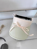 Daiiibabyyy Korea  New Bow Strap Empty Top Hat Women Summer Sun Protection Ultraviolet Topless Sun Protection Sun Golf Hat