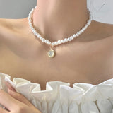 DAIIIBABYYY  -  Vintage Pearl Choker Necklace For Women Fashion Summer Opal Stone Pendant  Necklaces Trend Elegant Wedding Party Jewelry