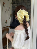 Daiiibabyyy  Summer new large pleated hair tie cream colored checkered multi layered hair tie coiled hair ponytail hair flower