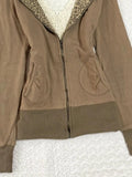 Daiiibabyyy  American Retro Vintage Niche Spicy Girl Sweet Cool Y2k Brown Leopard Print Hooded Cardigan Jacket Top