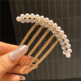 Daiiibabyyy  Luxury Pearl Hair Combs Women Elegant Zircon Hairpin Clips Crystal Bun Wedding Bridal Hairclaw Rhinestone Jewelry Accessories