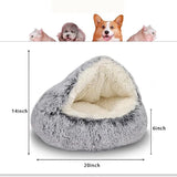 DAIIIBABYYY  -  Soft Plush Pet Bed with Cover Round Cat Bed Pet Mattress Warm Cat Dog 2 in 1 Sleeping Nest Cave for Small Dogs