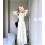 Daiiibabyyy  New Autumn French Style Long Sleeves Pleated Waist High-end Advanced Elegant Temperature Niche  Dresses for Women