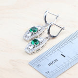 Daiiibabyyy 925 Silver Bridal Jewelry Sets For Women Wedding Green Zircon Stones Bracelets Earrings Rings Pendant Necklace Set