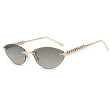 Daiiibabyyy  Fashion Trendy Retro Cat Eye Sunglasses Women Luxury Designer Vintage Style Chic Frameless Metal Small Triangle Eyewear