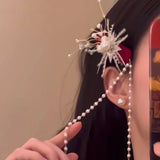 Daiiibabyyy  1 Piece Elegant Lace Pearl Feather Hair Clip - Exquisite Tassel Side Clip for Girls, Versatile Hair Accessory