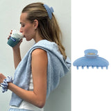 Daiiibabyyy  Blue Hair Claw Women Girls Hair Clips Simple Large Shark Grab Clip Acetate Headpiece Woman's Hair Accessories Summer New
