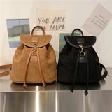 Daiiibabyyy Burminsa Vintage Suede Backpack For Women Trend Designer Anti-theft Travel Bagpack Teenage Girls School Bags Brown Black