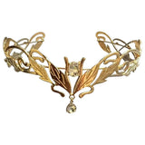 Daiiibabyyy  Fashion Vintage King Round Elves Crown Elegant Baroque Princess Diadems Leaf Leaves Punk Alloy Rhinestone Headdress Bridal Party