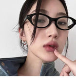 DAIIIBABYYY   -  Y2K Oval Frame Glasses Retro Black for Women Anti-blue Light Fashion Vintage Style Premium Spicy Girls Cat Eye Sun Eyeglasses