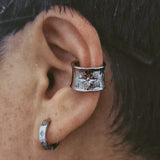 Daiiibabyyy  1Pc Minimalist Brushed Wide Inlay Star Clip On Earrings for Ladies Women Fashion Adjustable Cartilage Ear Cuff Daily Ear Jewelry