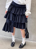 DAIIIBABYYY  -  South Korea Chic Spring Skirts Sweet Temperament High Waist White Layered Patchwork Irregular Cake Skirt Female Faldas