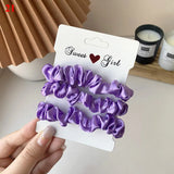 DAIIIBABYYY  -  3PCs/set Silk Satin Elastic Hair Band Small Scrunchies Set Ladies Rubber Bands Ponytail Holders for Women Girls Hair accessories