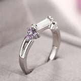 Daiiibabyyy  Huitan Women Ring Imitation Opal Versatile Wedding Party Thin Accessories Inlaid Shiny Purple CZ Elegant Low-key Daily Jewelry