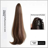 DAIIIBABYYY  -  Long Hair Women's Wig Tail Clip Micro Curl Natural Realistic Popular Tie Synthetic Full Real Human Hair Fake Braid