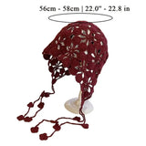 DAIIIBABYYY  -  Handmade Hollow Crochet Hats for Women Knitted Beanies Cap Ethnic Tie Pullover Hat Autumn Winter Breathable Crochet Caps