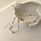 Daiiibabyyy  New Colorful Beads Choker Necklace Korean Fashion Simple Colorful Collar Short Chain Handmade Female Necklace Women Girl Jewelry