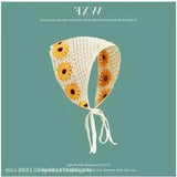 Daiiibabyyy  Women's Headscarf Dopamine French Mint Mambo Style Knitted Flower Triangular Headscarf Country Style Seaside Photo Girl Headband