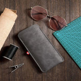 DAIIIBABYYY  -  Litchi Leather Glasses Storage Bag Hanging PU Leather Sunglasses Reading Glasses Box Pressure Resistant Portable Eyewear Holder