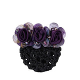 Daiiibabyyy  Spring Clip Beaded Crochet Hair Clip Barrettes For Flight Attendant Women Bun Net Crystal Hairnet Cover Zircon Flower Bun Snood
