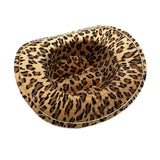 DAIIIBABYYY  -  Unisex Wide Brim Hat Leopard Print Felted Cap Panama Cow Design Cowboy Jazz Style Men's Fedora Hat for Women And Men