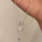 Daiiibabyyy  Fashion Silver Color Star Pendant Necklace for Women Personality Charm Circle Zircon Necklace Birthday Party Jewelry Gifts