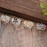 Daiiibabyyy  All-match Painting Oil Flower Ring Multicolor Petal Stretch Ring Zinc Alloy Classic Opening Ring Party
