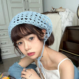 Daiiibabyyy  -  New Crochet Hollow Hair Band Women Scarf Solid Color Knitting Headbands Bandanas Wide Elastic Hairbands Fashion Accessories