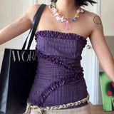 Daiiibabyyy  Strapless Ruched Cross Flower Ropa Mujer New Personalized Slim Streetwear Tanks Y2K Goth Korea Chic Ins Sexy Spice Camis