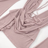 Daiiibabyyy  Mesh Sheer Sexy Open Back Swinging Neck Draped Folds High Waisted Big Swing Long-sleeve Mini Dress For Women Beach Clubwear