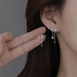 Daiiibabyyy  New Trendy Green Zircon Butterfly Earrings for Women Light Luxury Sweet Long Tassel Earrings Aesthetics Wedding Party Jewelry