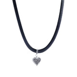 Daiiibabyyy New Classic Gothic Black Leather Choker Torques Heart Pendant Necklaces For Women Elegent Fashion Jewelry Valentine's Gifts