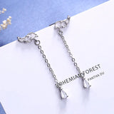 Daiiibabyyy Silver Color Zircon Angel Earrings for Women Girl Birthday Gift Water Drop Delicate Elegant Jewelry Dropshipping