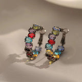 Daiiibabyyy  Luxury Retro Black Gun Color Crystal Zircon Hoop Earrings for Women Fashion Jewelry Halloween Party Exquisite Accessories