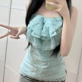 DAIIIBABYYY  -  Y2k Aesthetic Lace Patchwork Bodycon Tank Top Women Streetwear Embroidery Flower Camisole Harajuku Fairy Grunge Sweet Bow Vest