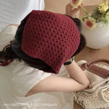 Daiiibabyyy  Women's Headscarf Dopamine French Mint Mambo Style Knitted Flower Triangular Headscarf Country Style Seaside Photo Girl Headband