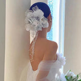 Daiiibabyyy  Beautiful and Elegant Bride Flower Hairband Headwear Hair Style Tassel Headbands Wedding hair Accessories